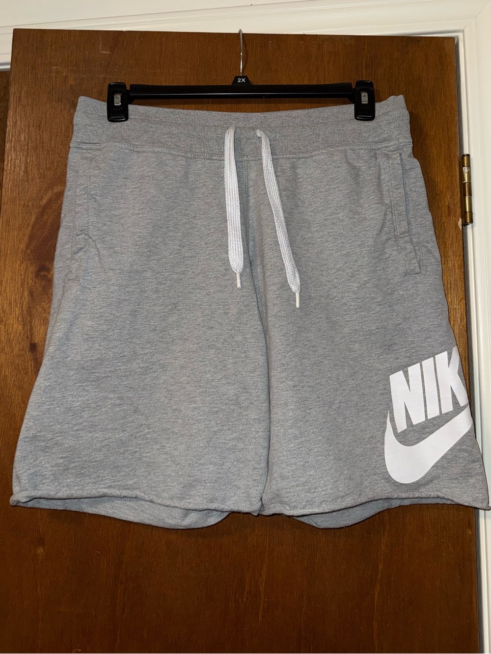 Nike Men's Gray Athletic Fleece Shorts with White Logo